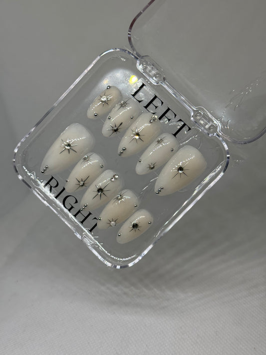 Off white set with silver stars and stones