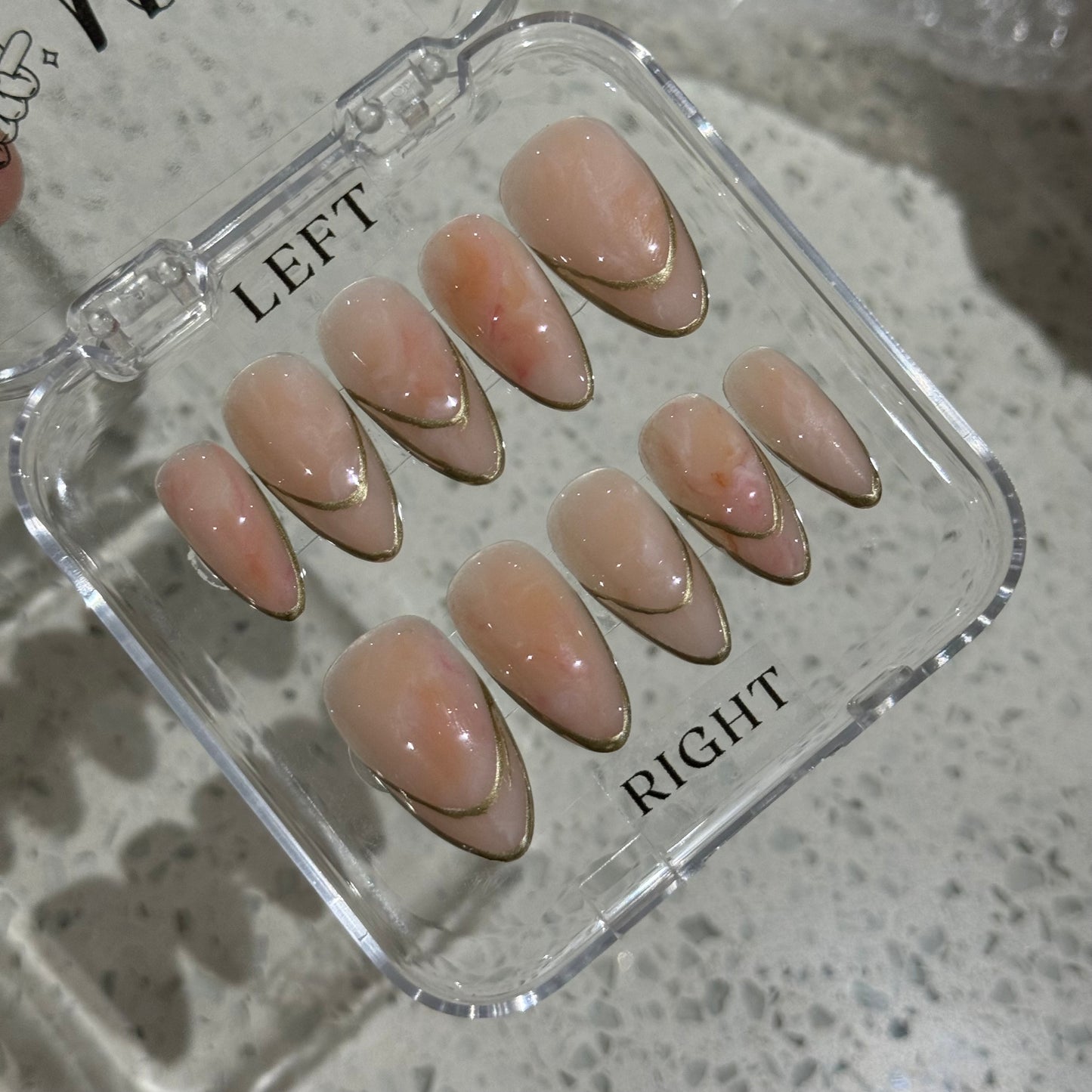 Marble base with gold french outline