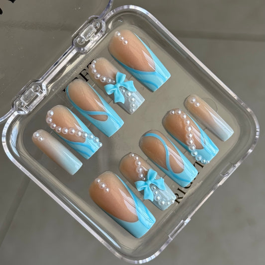 French with pearls, swirls and bows