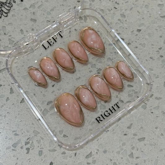 Nude set with white marble and gold outline