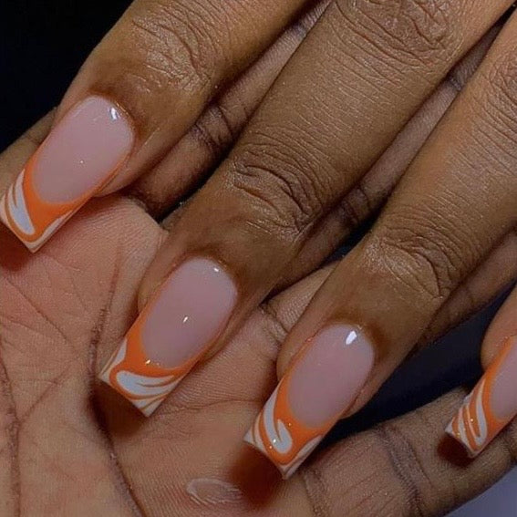 White French with orange swirls