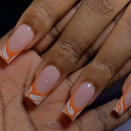 White French with orange swirls