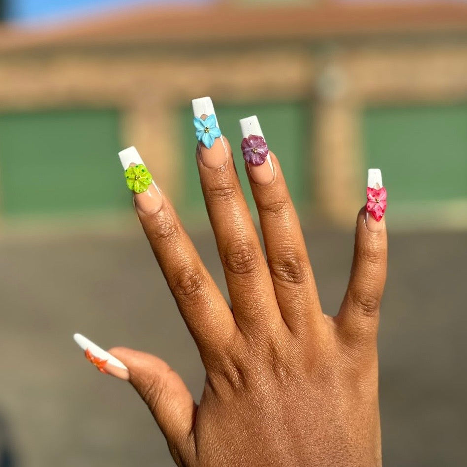 French with 3D flowers