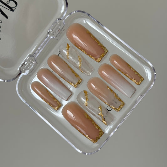 Nude with white, clear and gold detailing