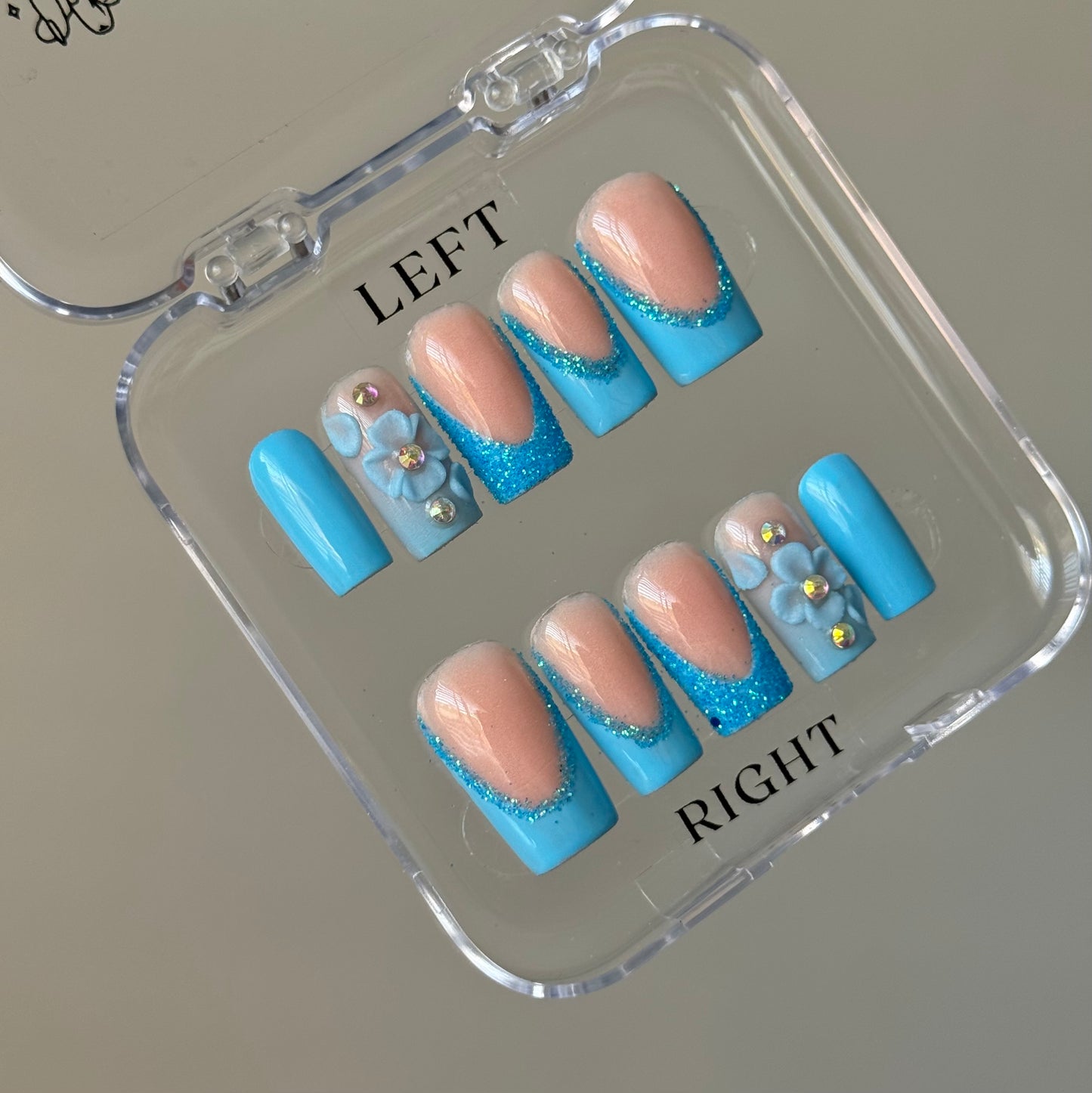 Blue with glitter and 3D detailing