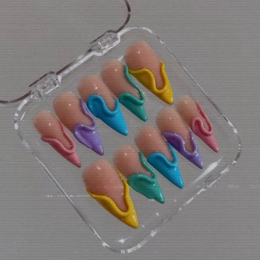 Multi coloured with 3D outlines