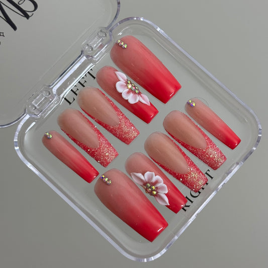 Pink ombré set with glitter and 3D flowers