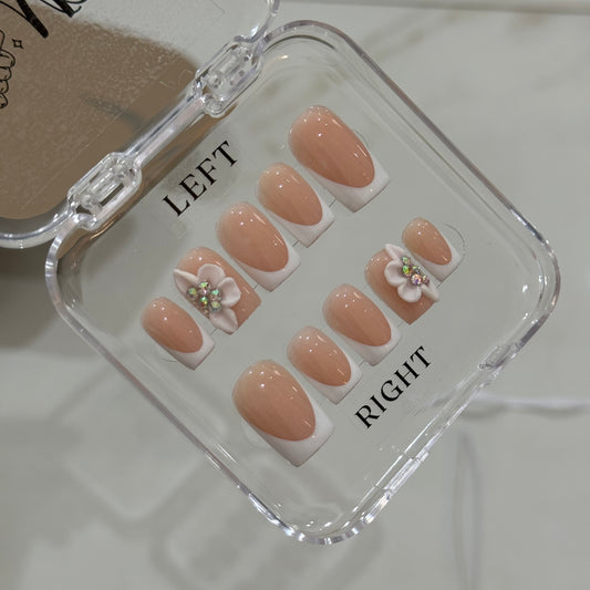French with 3D flower and stones