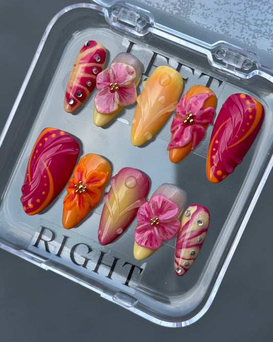 Pink & orange tropical set