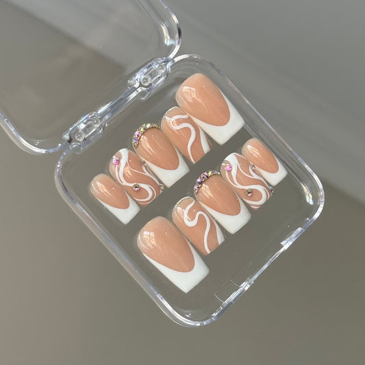 French with swirls and diamonds